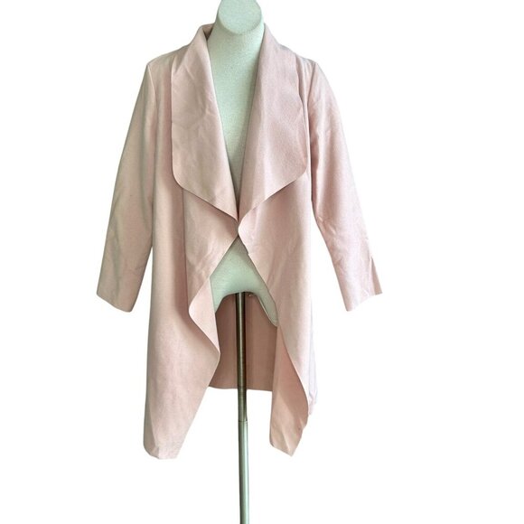 Guess Light Pink Faux Suede Open Drape Asymmetrical Duster Jacket Coat Size M - Picture 1 of 11